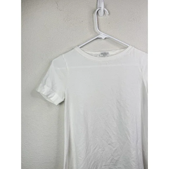 Brunello Cucinelli White Monili Beaded Tee Womens S Asymmetrical Luxury Designer